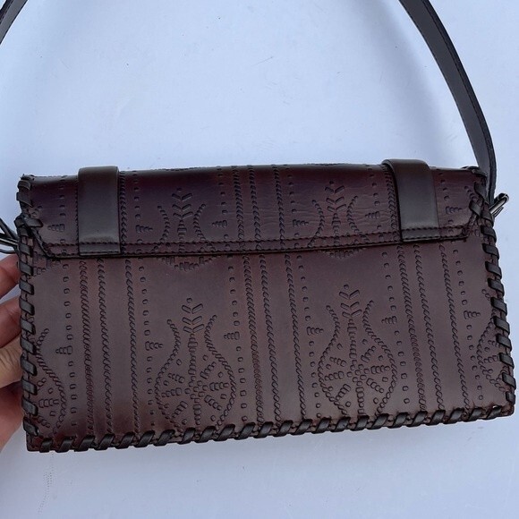 Francesco Biasia Tooled Leather Rectangular Shoulder Bag NWOT - Picture 10 of 14
